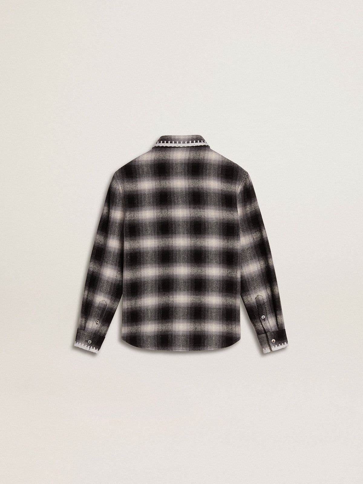 Kids' black and white checked shirt with white embroidery - Golden Goose Kids