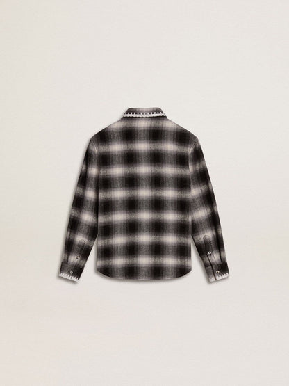 Kids' black and white checked shirt with white embroidery - Golden Goose Kids