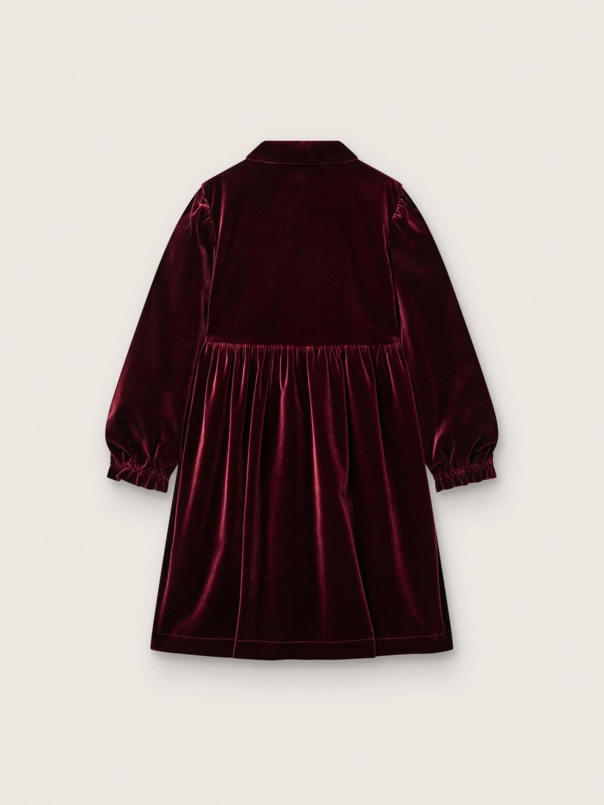Girls’ burgundy velvet-effect dress with embroidery on the front - Golden Goose Kids