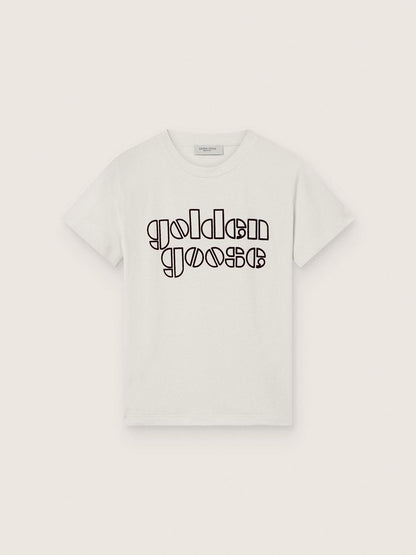 Journey boys’ T-shirt in white cotton jersey with logo - Golden Goose Kids