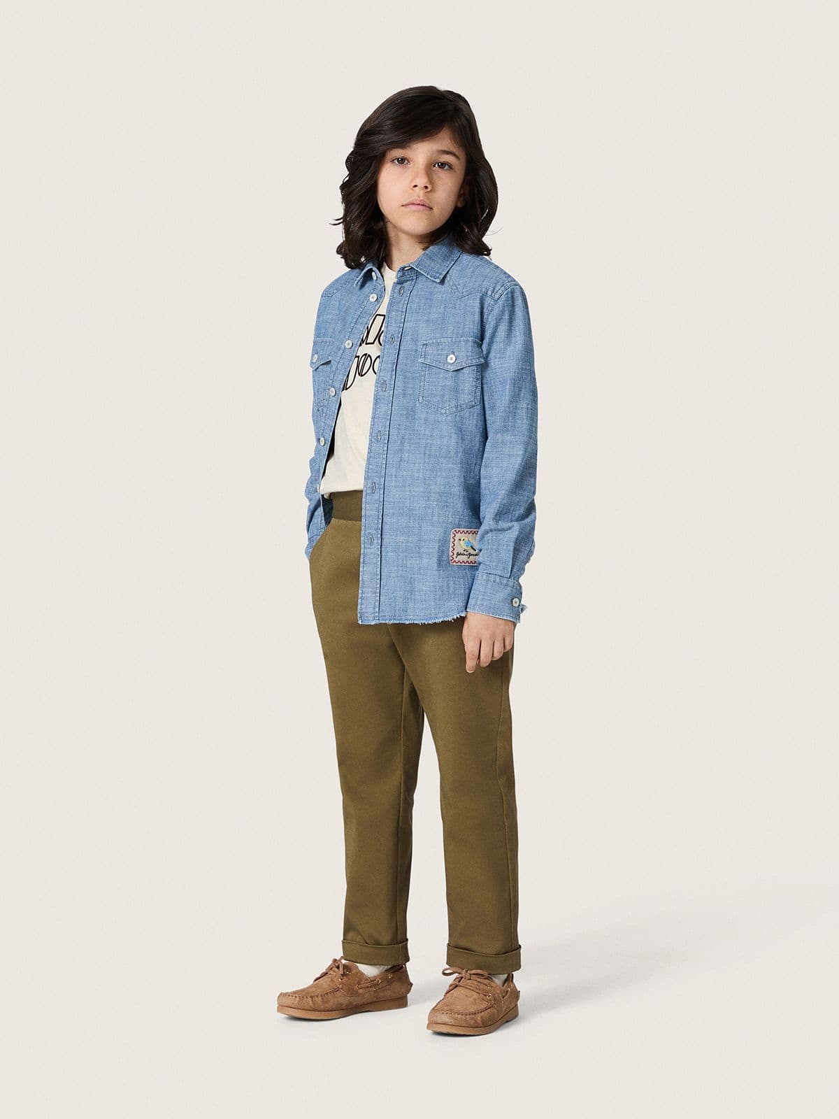 Journey boys’ T-shirt in white cotton jersey with logo - Golden Goose Kids