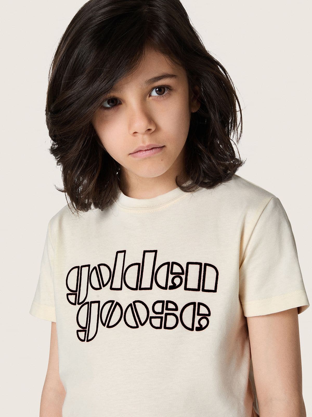 Journey boys’ T-shirt in white cotton jersey with logo - Golden Goose Kids