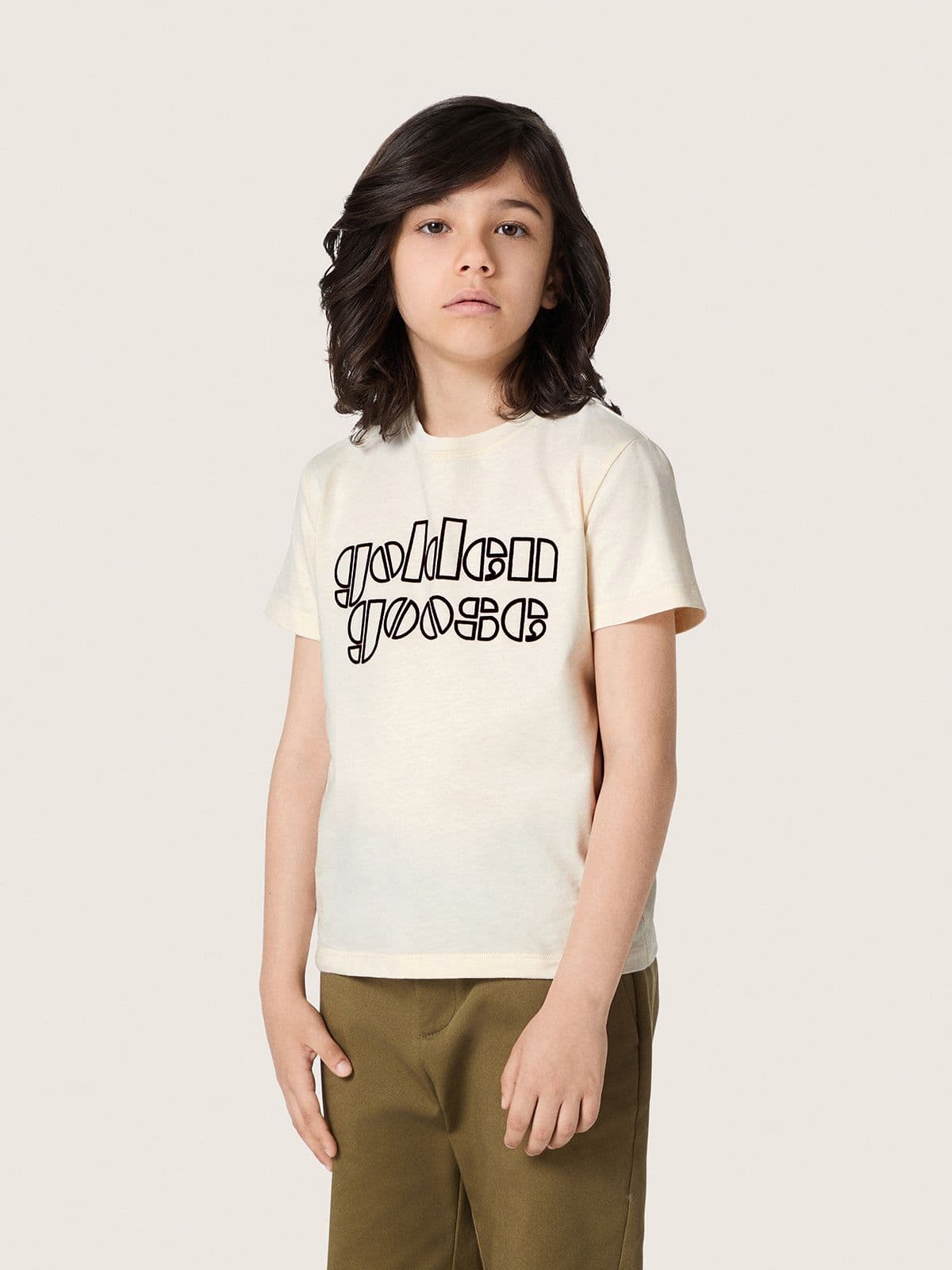 Journey boys’ T-shirt in white cotton jersey with logo - Golden Goose Kids
