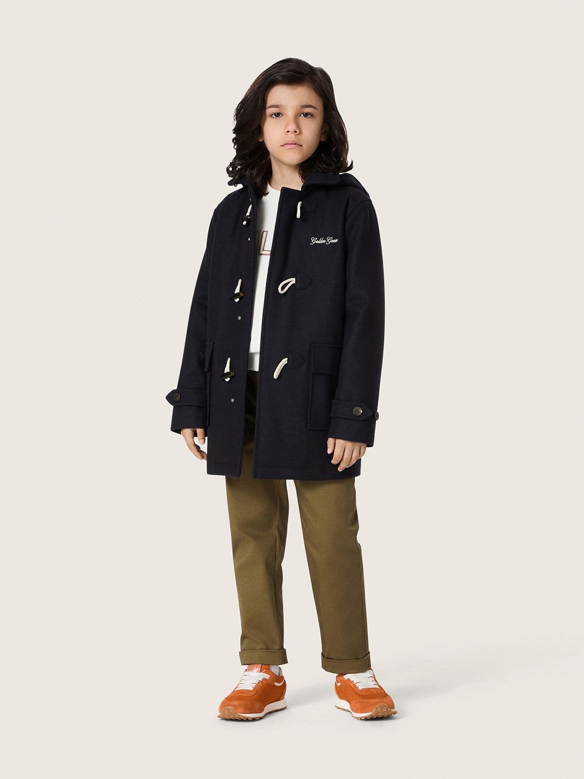 Boys’ dark blue hooded duffle coat - Golden Goose Kids