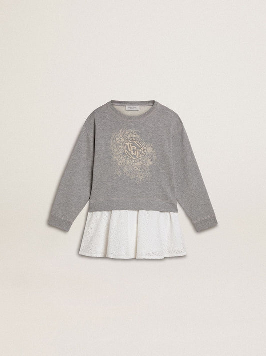 Girls’ gray and white mini dress - Golden Goose Kids