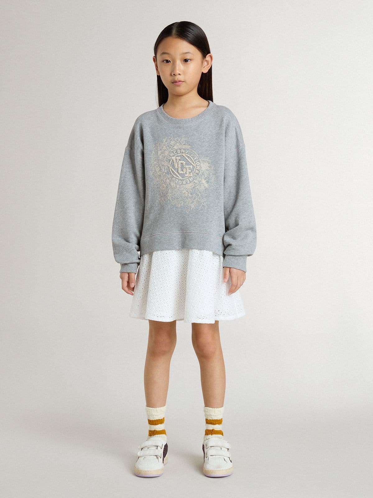 Girls’ gray and white mini dress - Golden Goose Kids