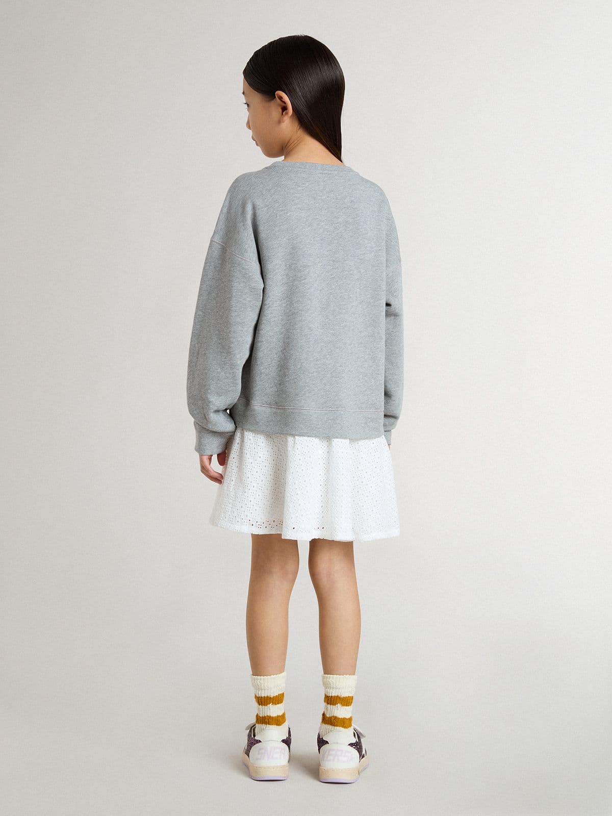 Girls’ gray and white mini dress - Golden Goose Kids