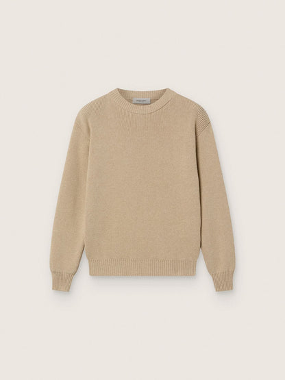 Unisex Golden beige ribbed sweater for kids with logo on the back - Golden Goose Kids
