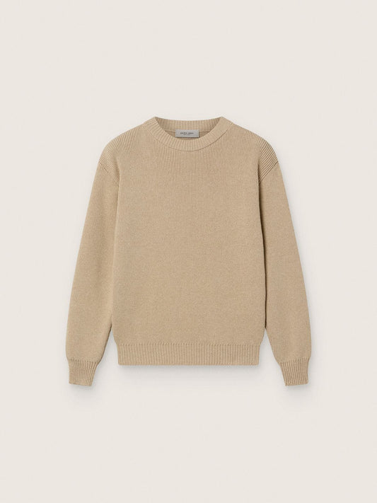 Unisex Golden beige ribbed sweater for kids with logo on the back - Golden Goose Kids
