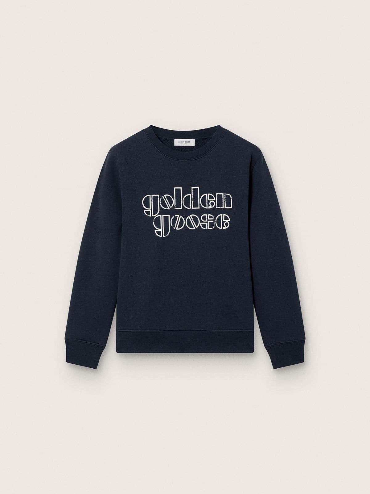 Journey boys’ sweatshirt in blue cotton blend with a contrasting logo - Golden Goose Kids