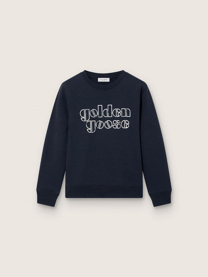 Journey boys’ sweatshirt in blue cotton blend with a contrasting logo - Golden Goose Kids