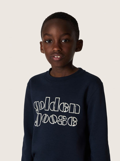 Journey boys’ sweatshirt in blue cotton blend with a contrasting logo - Golden Goose Kids