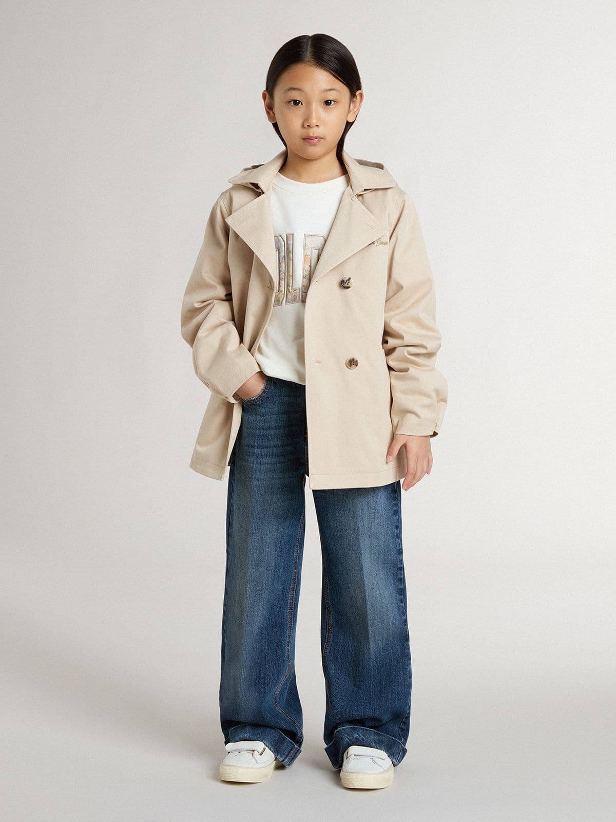 Kids’ trench jacket with removable inner gilet - Golden Goose Kids