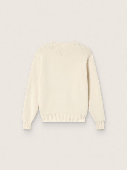 Golden girls’ sweater in white cotton yarn with mascot embroidery - Golden Goose Kids