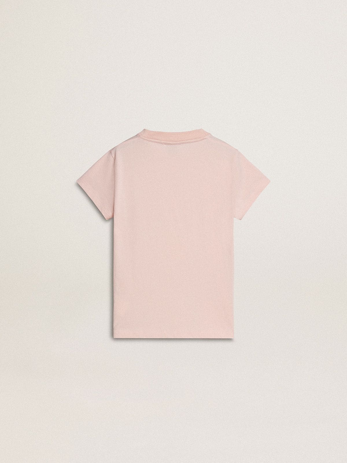 Girls' pink T-shirt with pink print on the front - Golden Goose Kids
