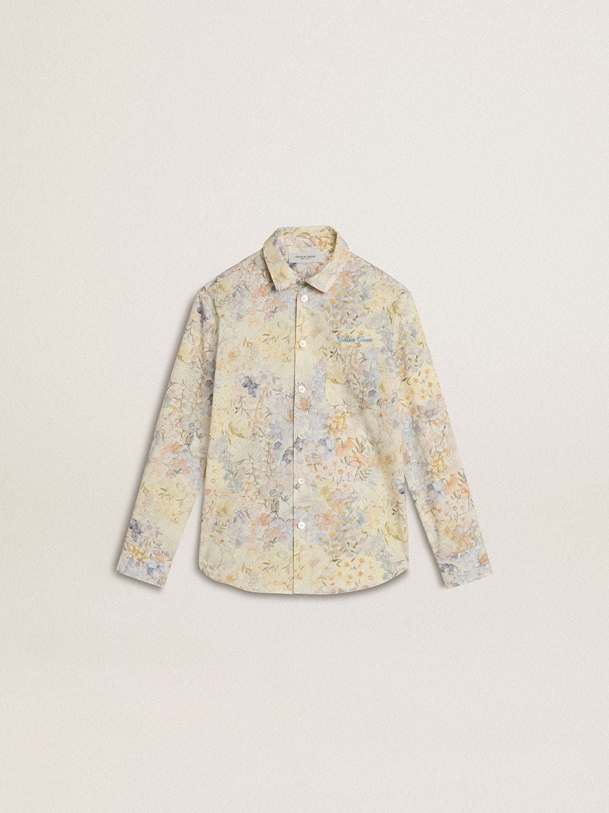 Girls' cotton shirt with multicolor floral print - Golden Goose Kids