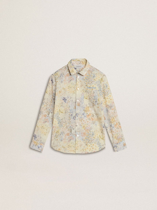 Girls' cotton shirt with multicolor floral print - Golden Goose Kids