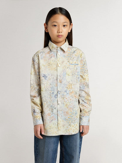 Girls' cotton shirt with multicolor floral print - Golden Goose Kids