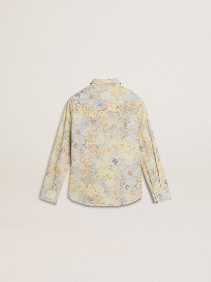 Girls' cotton shirt with multicolor floral print - Golden Goose Kids