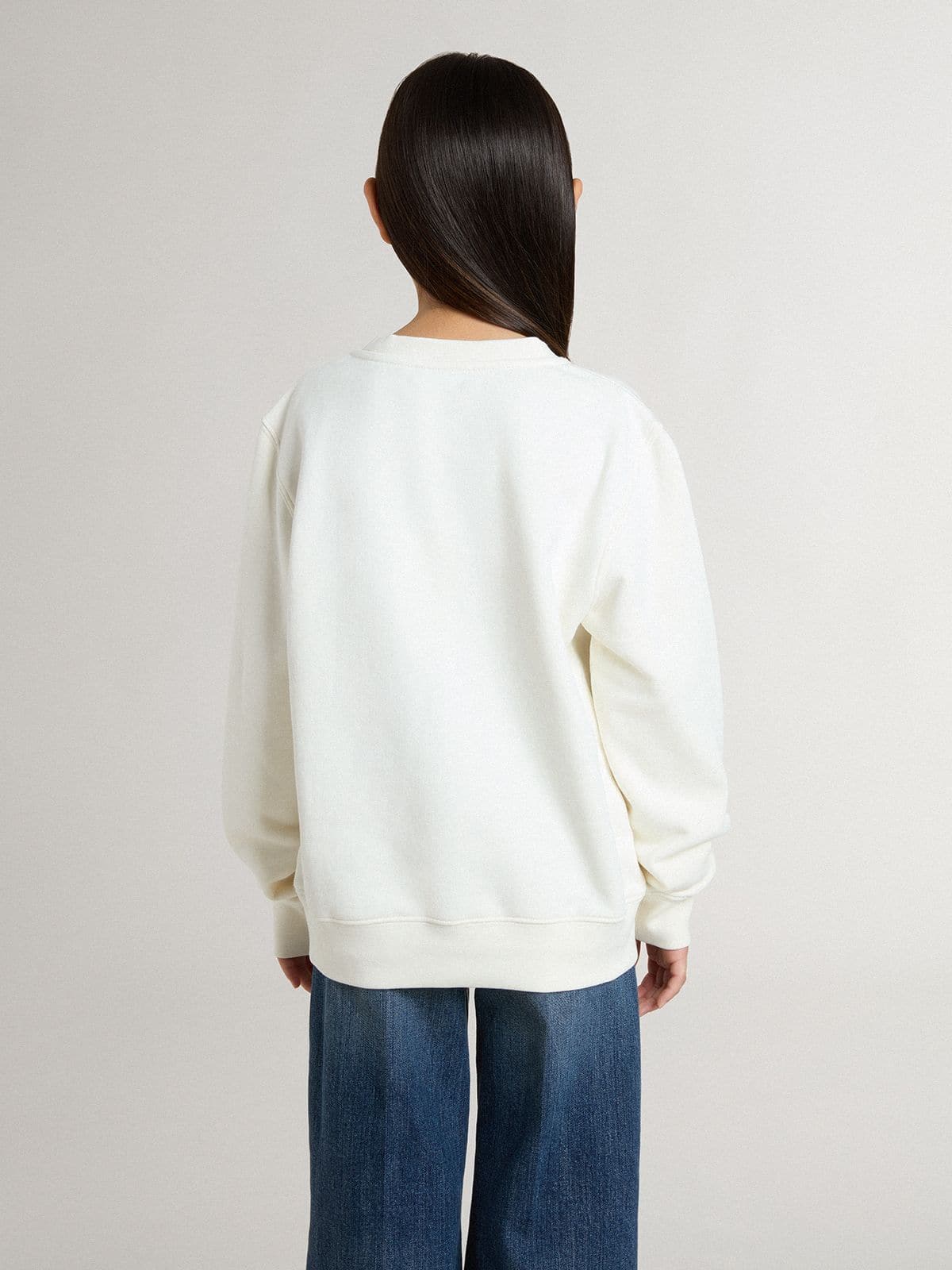 Girls' white sweatshirt with multicolor Golden writing on the front - Golden Goose Kids