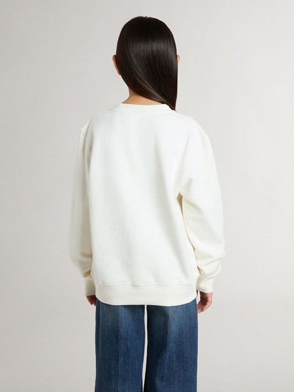 Girls' white sweatshirt with multicolor Golden writing on the front - Golden Goose Kids