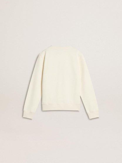 Girls' white sweatshirt with multicolor Golden writing on the front - Golden Goose Kids