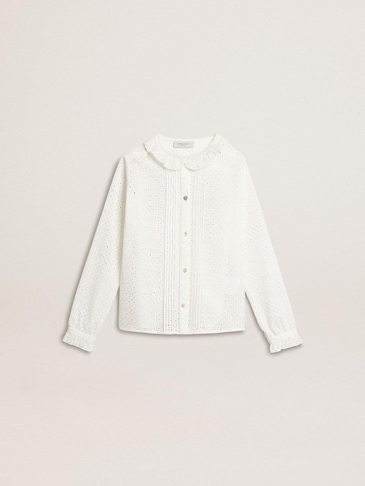 Girls' white broderie anglaise cotton shirt - Golden Goose Kids
