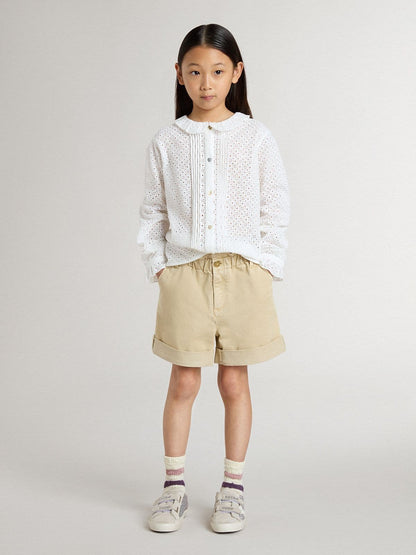 Girls' white broderie anglaise cotton shirt - Golden Goose Kids
