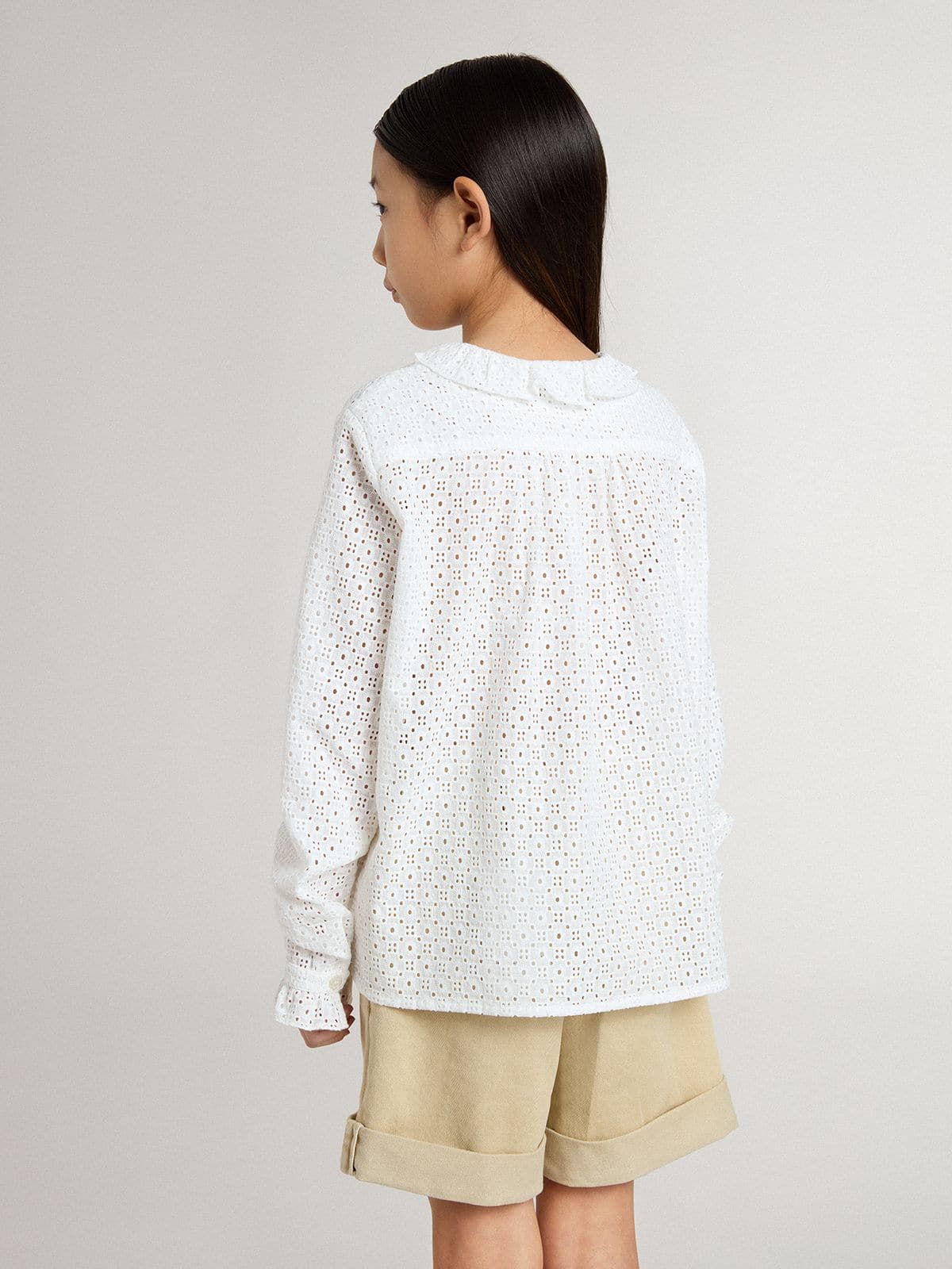 Girls' white broderie anglaise cotton shirt - Golden Goose Kids