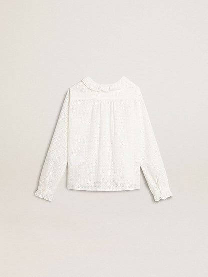 Girls' white broderie anglaise cotton shirt - Golden Goose Kids