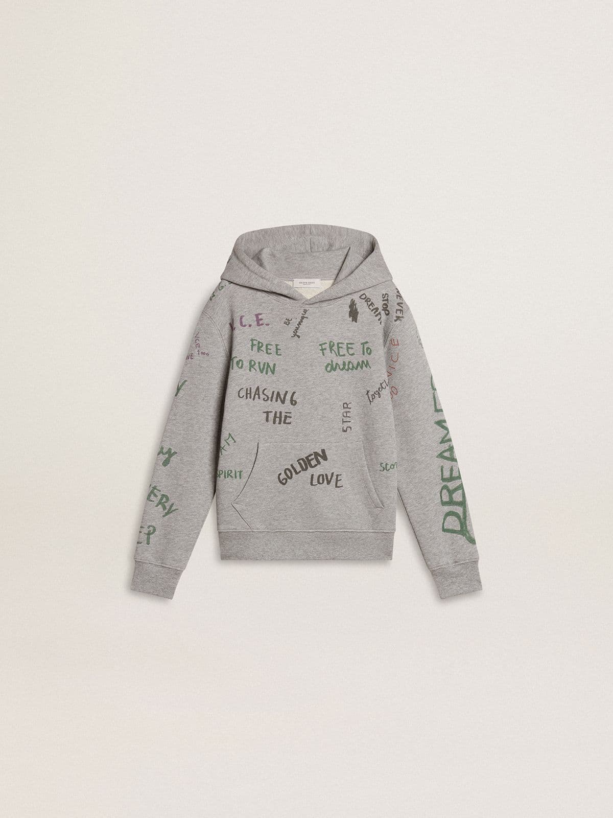 Kids’ gray sweatshirt with multicolor printed lettering - Golden Goose Kids