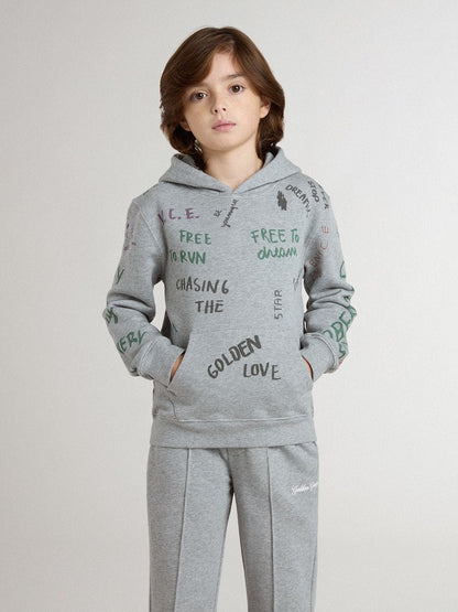 Kids’ gray sweatshirt with multicolor printed lettering - Golden Goose Kids