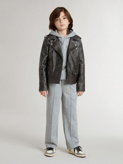 Kids’ gray sweatshirt with multicolor printed lettering - Golden Goose Kids