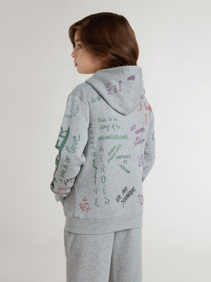 Kids’ gray sweatshirt with multicolor printed lettering - Golden Goose Kids