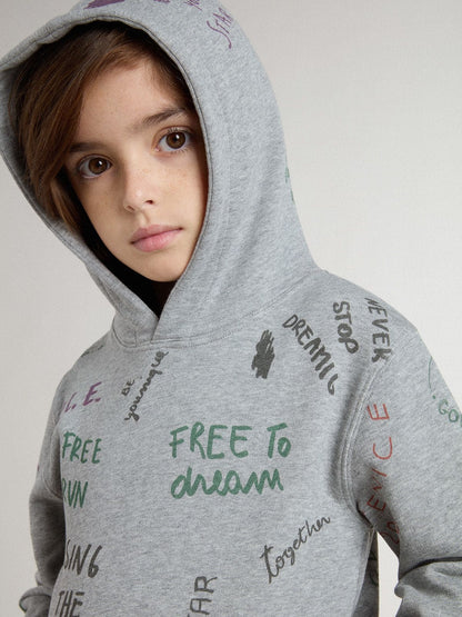 Kids’ gray sweatshirt with multicolor printed lettering - Golden Goose Kids