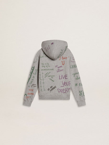 Kids’ gray sweatshirt with multicolor printed lettering - Golden Goose Kids