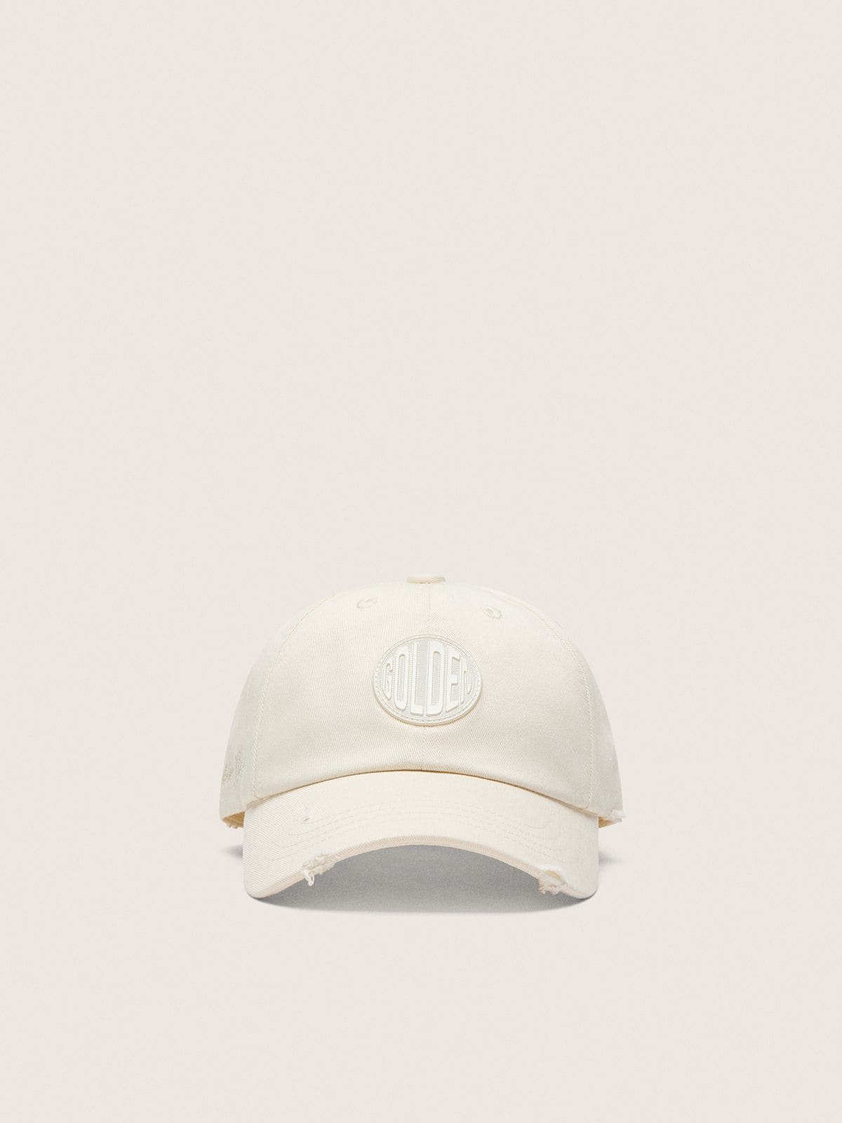 Journey baseball cap in white cotton twill with patch and Golden Goose embroidery - Golden Goose Kids