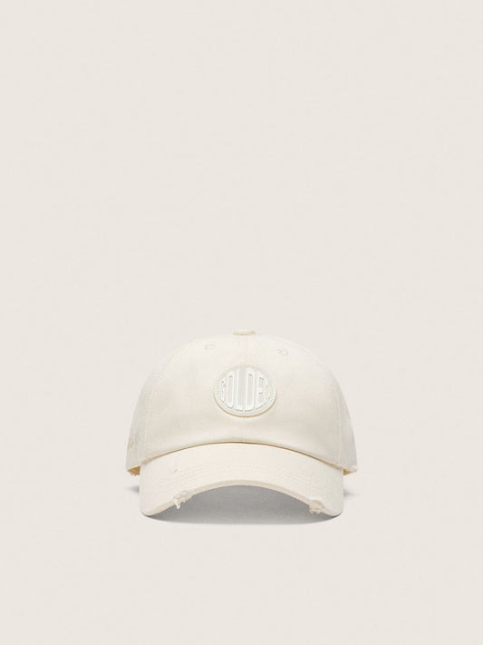 Journey baseball cap in white cotton twill with patch and Golden Goose embroidery - Golden Goose Kids