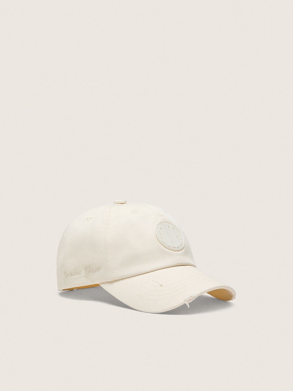 Journey baseball cap in white cotton twill with patch and Golden Goose embroidery - Golden Goose Kids