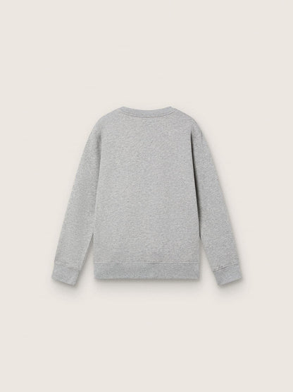 Journey crew neck sweatshirt for boys in gray melange cotton with mascot print - Golden Goose Kids