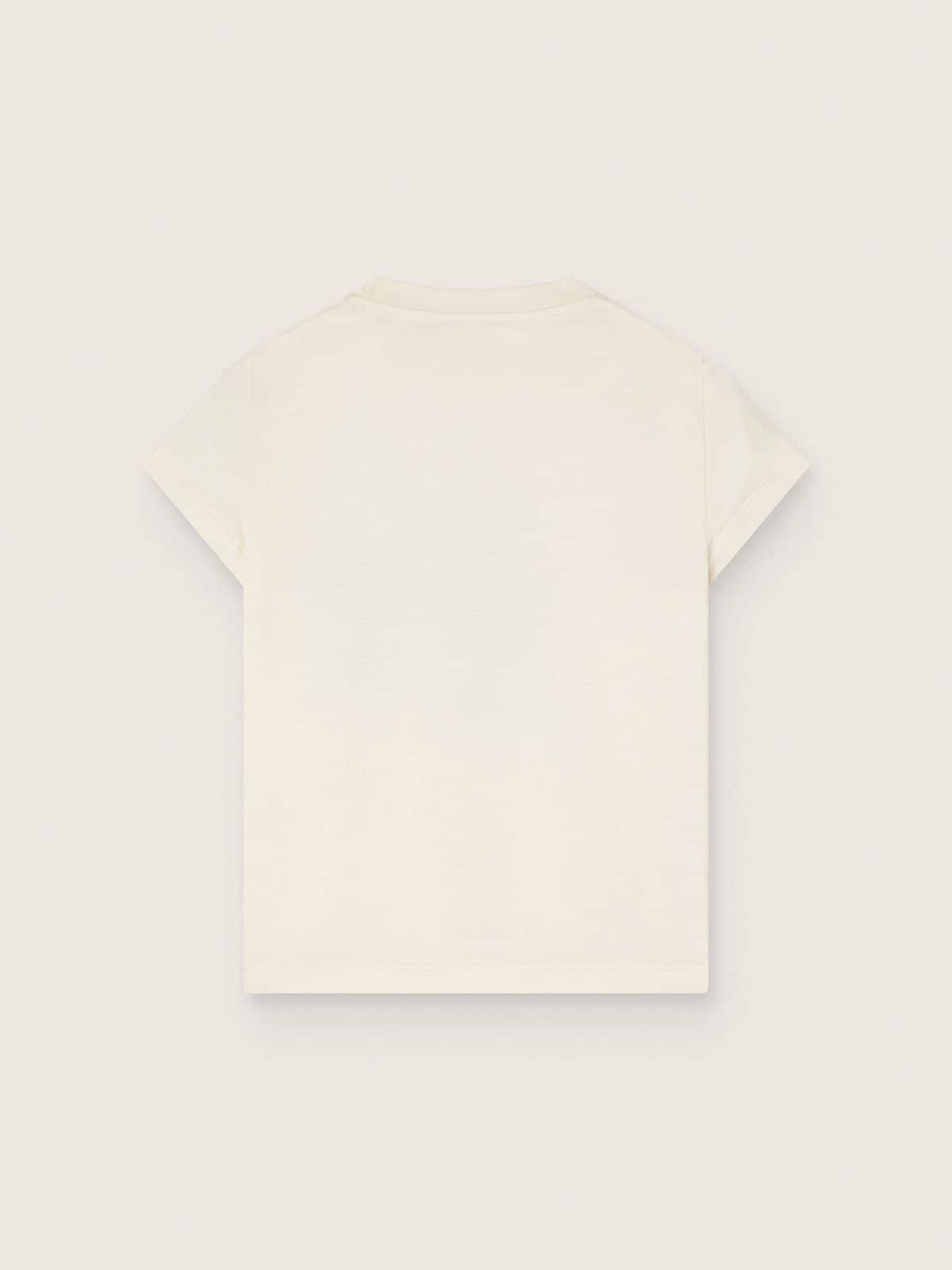 Journey T-shirt for girls in white cotton jersey with digital mascot print and crystal appliqués - Golden Goose Kids