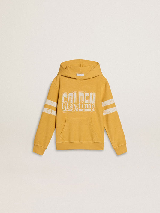 Kids’ yellow sweatshirt with vintage print - Golden Goose Kids