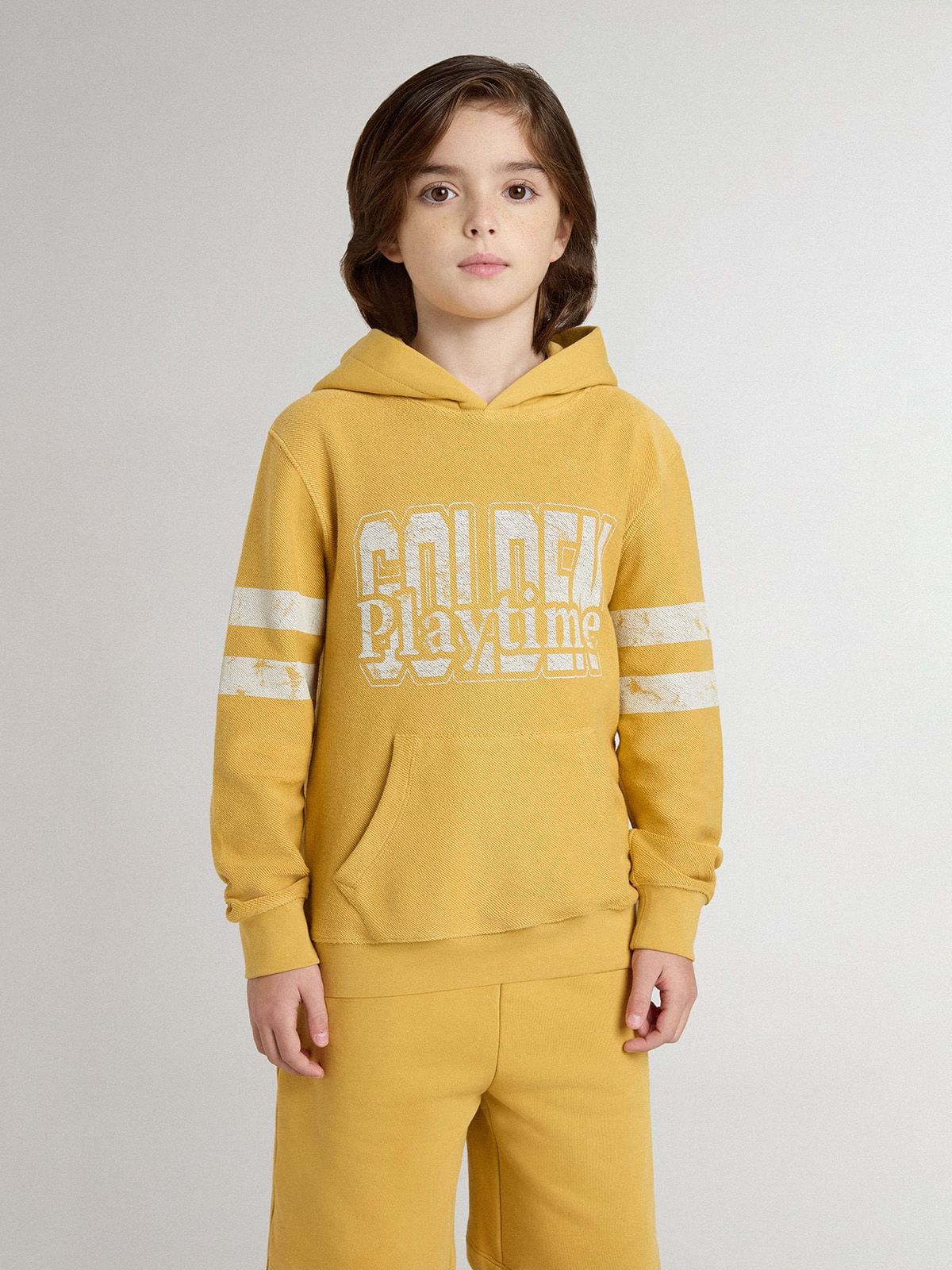 Kids’ yellow sweatshirt with vintage print - Golden Goose Kids
