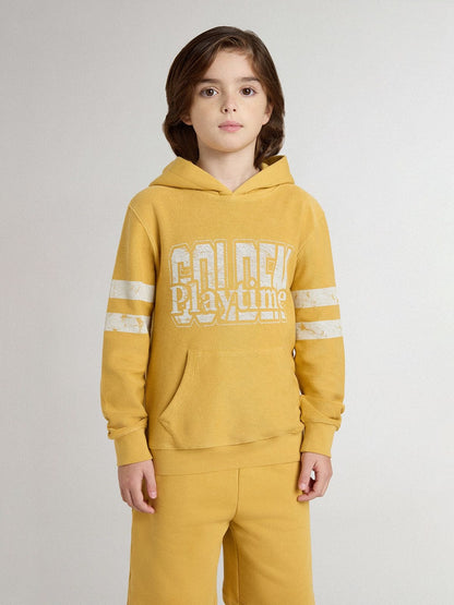 Kids’ yellow sweatshirt with vintage print - Golden Goose Kids