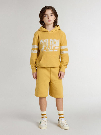 Kids’ yellow sweatshirt with vintage print - Golden Goose Kids