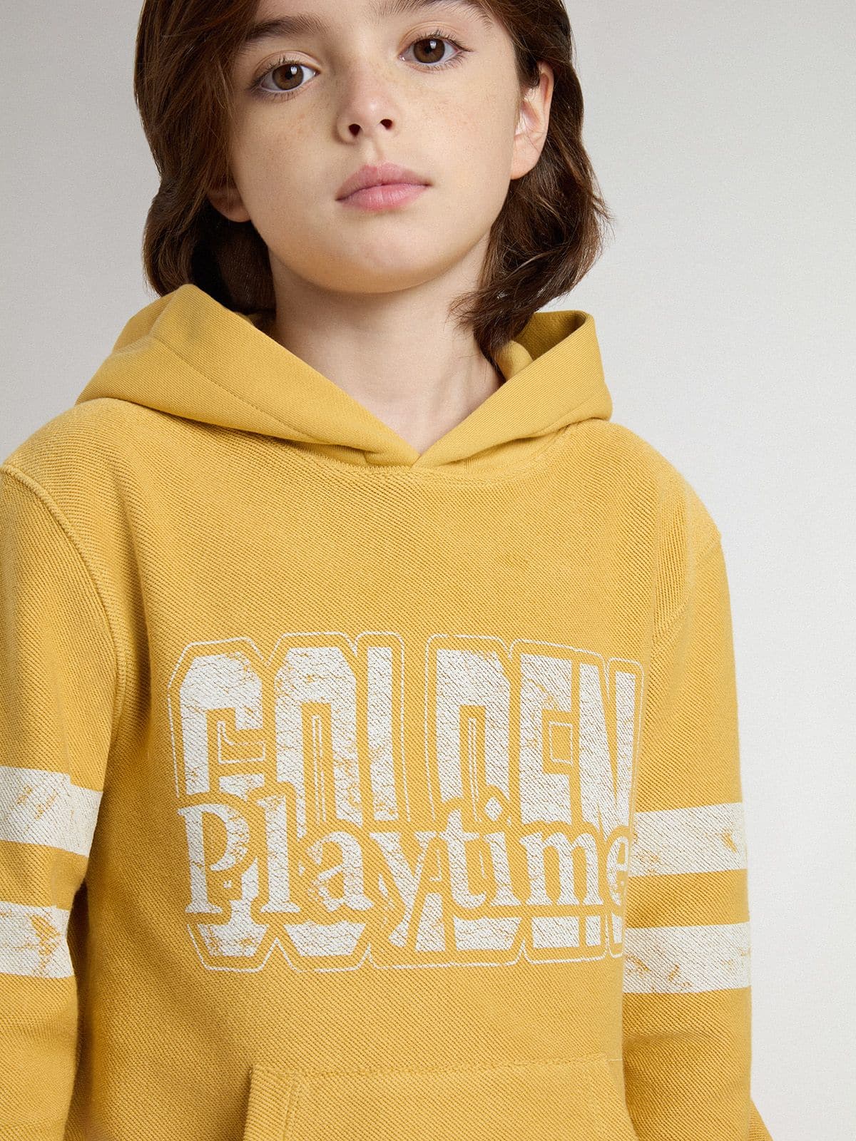 Kids’ yellow sweatshirt with vintage print - Golden Goose Kids