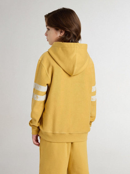 Kids’ yellow sweatshirt with vintage print - Golden Goose Kids