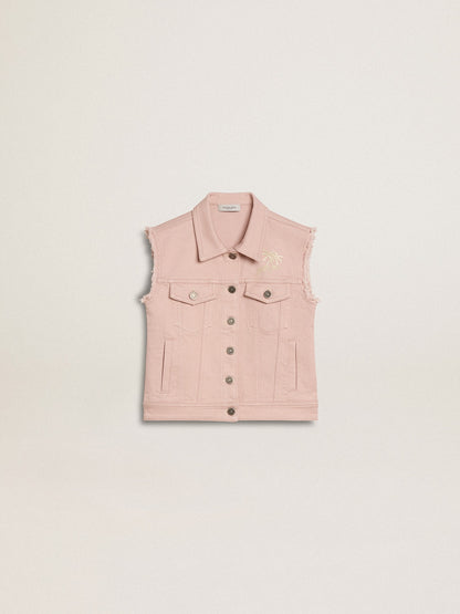 Girls' pink denim vest - Golden Goose Kids