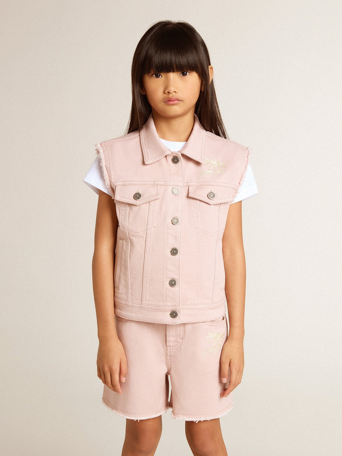 Girls' pink denim vest - Golden Goose Kids