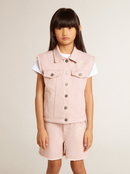 Girls' pink denim vest - Golden Goose Kids